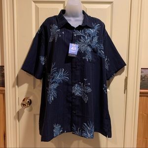 NWT VAN HEUSEN HAWAIIAN SHIRT AR COOLING ZONE BLU UNDERGROUND